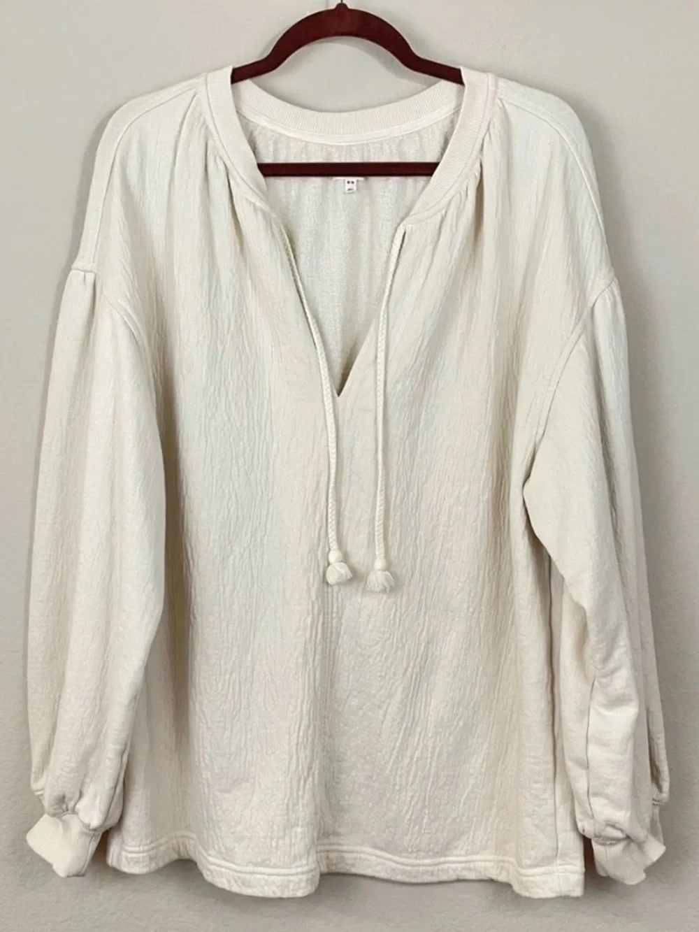 EUC Aerie Easy Street Boho Cream Lightweight Pullover Size Large - Picture 2 of 5